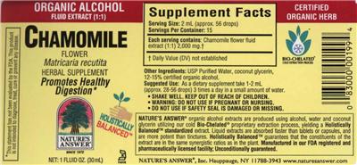 Photo of the Nature's Answer Chamomile Flower label