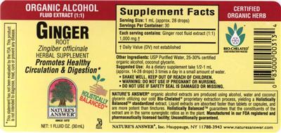 Photo of the Nature's Answer Ginger Root label
