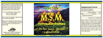 Photo of the New Sun M.S.M. Methylsulfonylmethane label