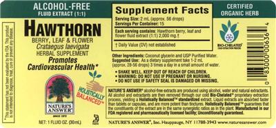 Photo of the Nature's Answer Hawthorn Berry, Leaf & Flower Alcohol-Free label