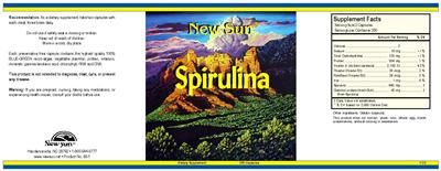 Photo of the New Sun Spirulina label