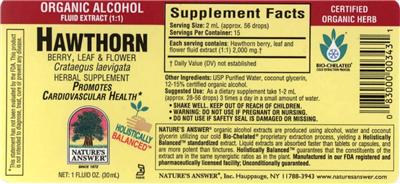 Photo of the Nature's Answer Hawthorn label