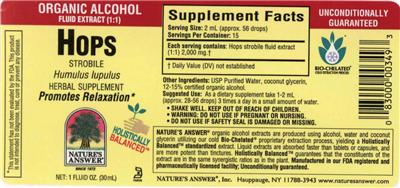 Photo of the Nature's Answer Hops Strobile label