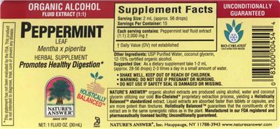 Photo of the Nature's Answer Peppermint Leaf label