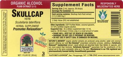 Photo of the Nature's Answer Skullcap Herb label