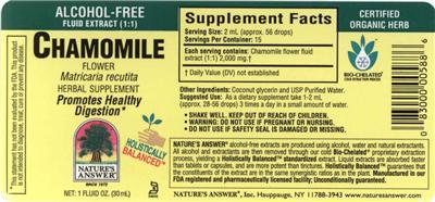 Photo of the Nature's Answer Chamomile Flower Alcohol-Free label