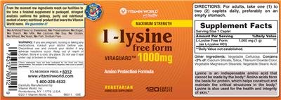 Maximum Strength L-Lysine Viraguard 1000 mg