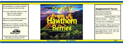 Photo of the New Sun Hawthorn Berries label
