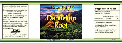 Photo of the New Sun Dandelion Root label