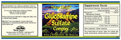 Photo of the New Sun Glucosamine Sulfate Complex label