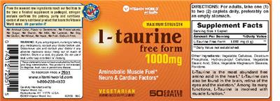 Maximum Strength L-Taurine 1000 mg