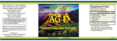 Photo of the New Sun AG-D label
