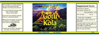 Photo of the New Sun Gotu Kola label