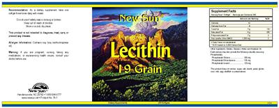 Photo of the New Sun Lecithin 19 Grain label