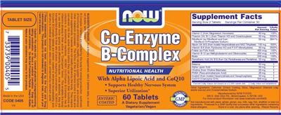 Photo of the NOW Co-Enzyme B-Complex label