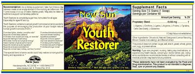 Photo of the New Sun Youth Restorer label