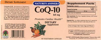 Photo of the Nature's Answer CoQ-10 60 mg label