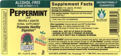 Photo of the Nature's Answer Peppermint Leaf Alcohol-Free label