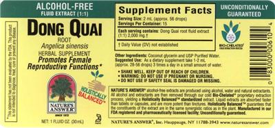 Photo of the Nature's Answer Dong Quai Root Alcohol-Free label
