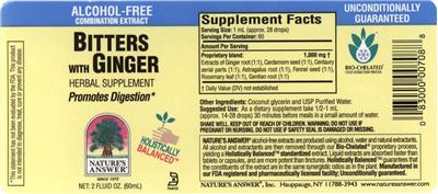 Photo of the Nature's Answer Bitters With Ginger label