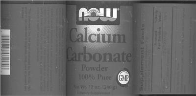 Photo of the NOW Calcium Carbonate Powder label