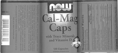 Photo of the NOW Cal-Mag Caps With Trace Minerals And Vitamin D label