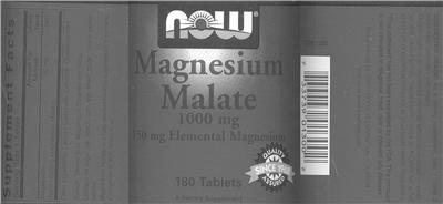 Photo of the NOW Magnesium Malate 1000 mg label