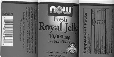 Photo of the NOW Fresh Royal Jelly 30,000 mg In A Base Of Honey label