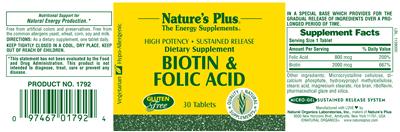 Product label for Biotin & Folic Acid
