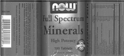Photo of the NOW Full Spectrum Minerals label