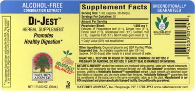 Photo of the Nature's Answer Di-Jest label