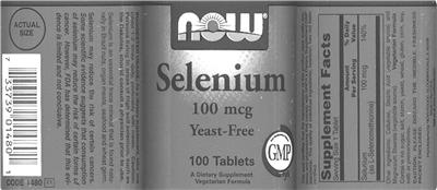 Photo of the NOW Selenium 100 mcg label
