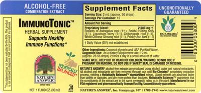 Photo of the Nature's Answer ImmunoTonic label