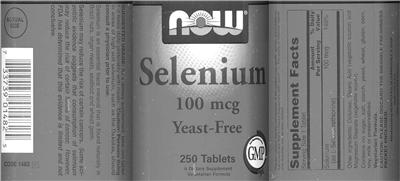 Photo of the NOW Selenium 100 mcg label