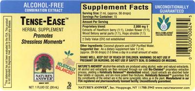 Photo of the Nature's Answer Tense-Ease label