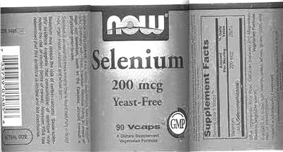 Photo of the NOW Selenium 200 mcg label