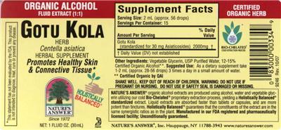 Photo of the Nature's Answer Gotu Kola Herb label