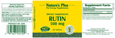 Photo of the Nature's Plus Rutin 500 mg label