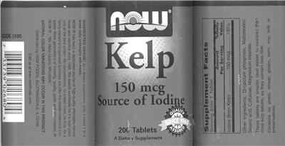 Photo of the NOW Kelp 150 mcg label