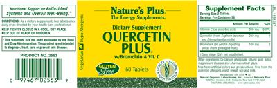 Photo of the Nature's Plus Quercetin Plus W/ Bromelain & Vit. C label