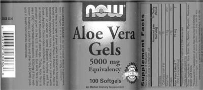 Photo of the NOW Aloe Vera Gels 5000 mg Equivalency label