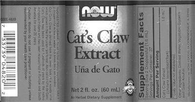 Photo of the NOW Cat's Claw Extract label