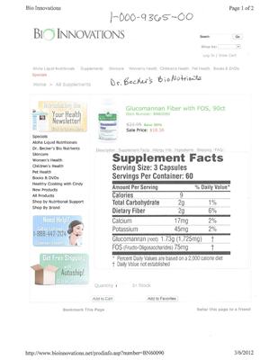 Glucomannan Fiber with FOS