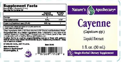 Photo of the Nature's Apothecary Cayenne (Capsicum spp.) label