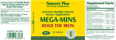 Photo of the Nature's Plus Mega-Mins Hold The Iron label