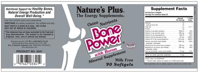 Photo of the Nature's Plus Bone Power With Boron label