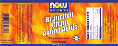 Photo of the NOW Sports Branched Chain Amino Acids label
