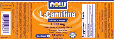 Photo of the NOW L-Carnitine 1000 mg label
