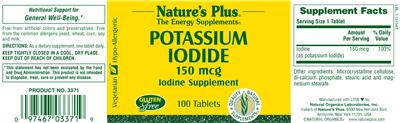 Photo of the Nature's Plus Potassium Iodide 150 mcg label