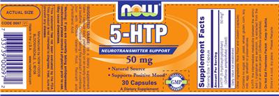 Photo of the NOW 5-HTP 50 mg label